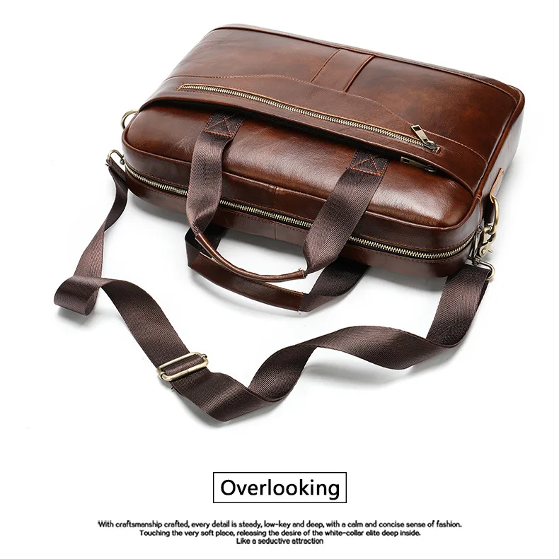 MVA New Arrivals Men`s Briefcase Quality Zipper Men`s Shoulder Bag and Genuine Leather Men Messenger Bag Men Casual Handbag