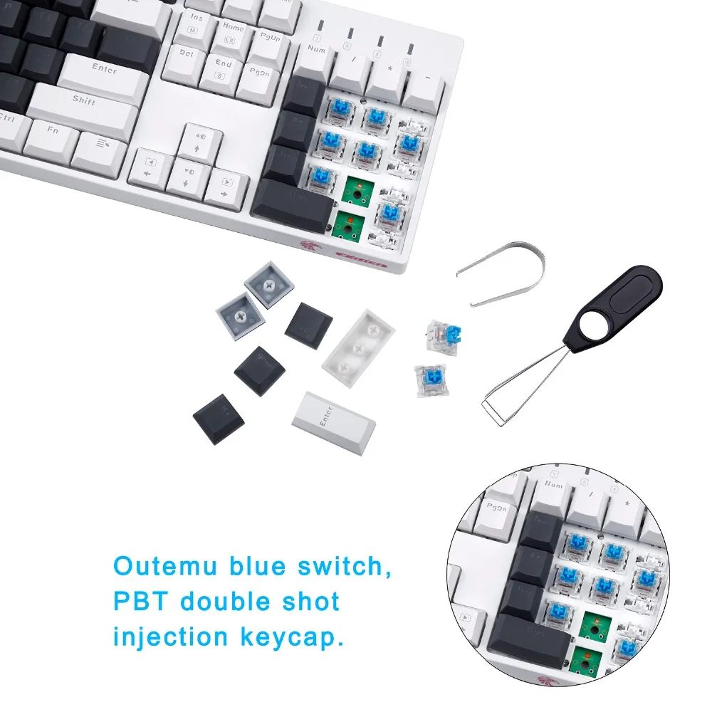 LED Mechanical Keyboard Contrast Color Tactile Clicky Blue Switches Anti-Ghosting USB Wired Gamer Keyboard for dota 2 lol, X8100