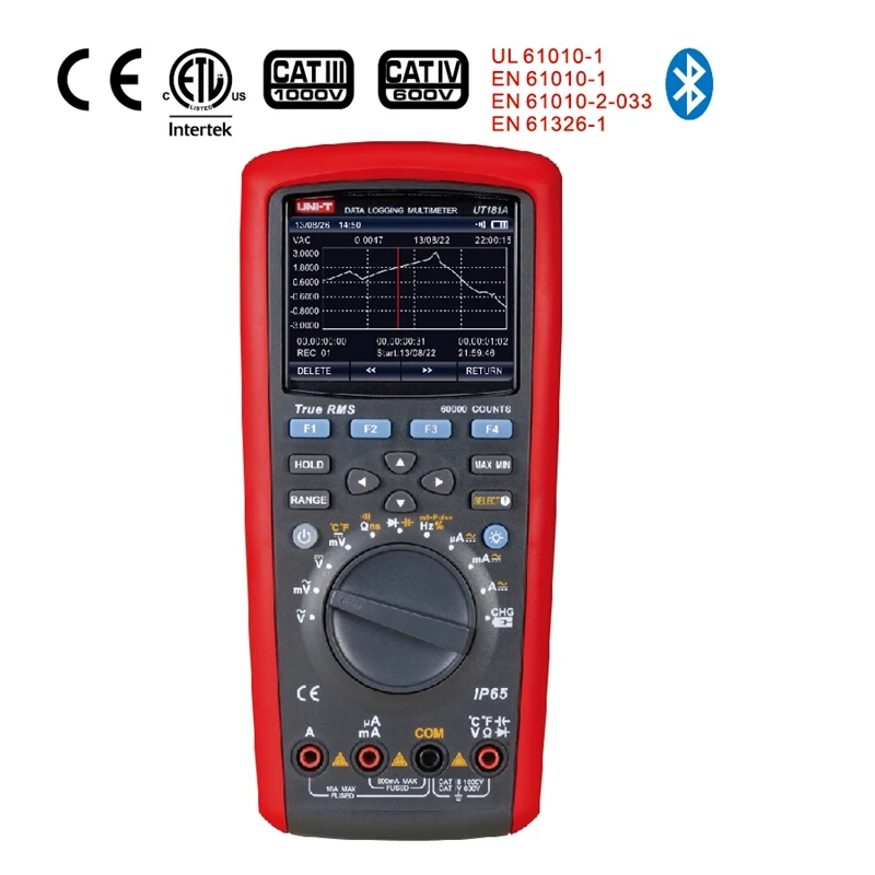 

UNI-T UT181A Digital Multimeter True Rms Tester Datalogging DMM Cap Temp Meter UT-181A