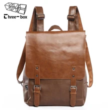Брендовая кожаная мужская сумка в трех коробках, повседневный мужской школьный рюкзак, модные рюкзаки для ноутбука, школьные винтажные рюкзаки для путешествий, мужские рюкзаки Mochila