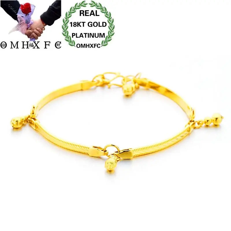 

OMHXFC Wholesale European Fashion Woman Female Party Birthday Wedding Gift Vintage Flower Calabash 18KT Gold Bracelets BE186