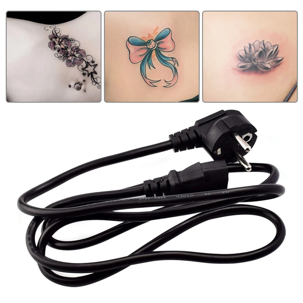 

ATOMAS New 1.5 M Tattoo Siliconen rubber Flexible RCA Tattoo Clip Cord adapter Power Tattoo Machine Kit Set Power Supply EU Plug