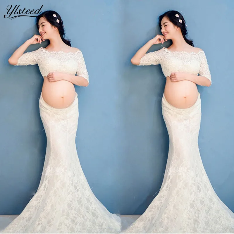 

Maternity gown for photography maternity dresses for photo shoot pregnancy photography dress vestido gravida longo white color