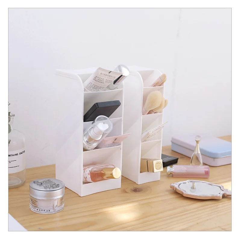 

2packs Multi-function 4 Grid Desktop Pen Holder Office School Storage Case Clear Plastic Box Desk Pen Pencil Organizer Big and