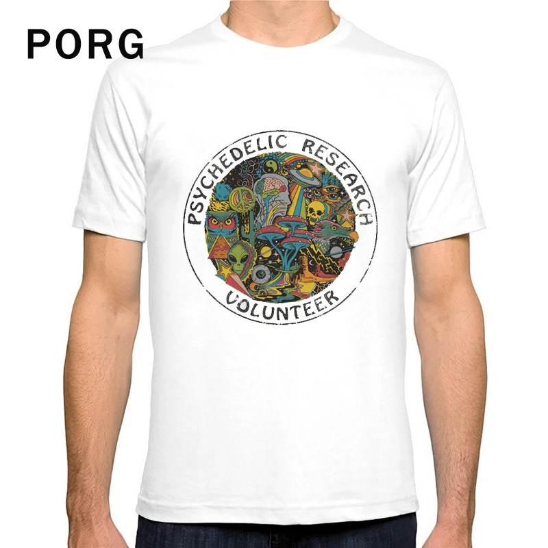 

Psychedelic Research Volunteer T Shirt Casual Fashion O-neck Print tshirt White Tee Streetwear Harajuku Short Sleeve men t shirt