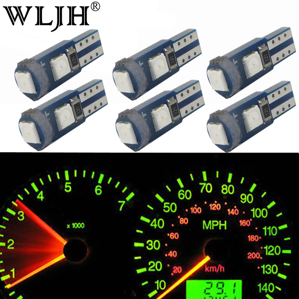 WLJH 6x T5 Светодиодная лампа 73 74 2721 приборной панели для Audi A4 A6 A8 RS6 Suzuki estement VW Golf Jetta