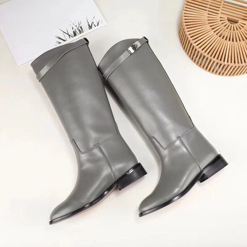 2018-Classical-Genuine-Leather-Gladiator-Knee-high-Boots-Women-one-belt-Metal-lock-Winter-Long-Botas (3)