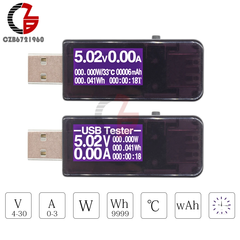 

7-in-1 USB Charger Tester Digital Voltmeter Thermometer Ammeter Wattmeter Timer Power Capacity Temperature Voltage Meter USB 3.0