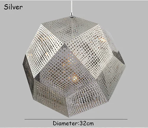 Подвесной светильник в виде коробки с геометрическим рисунком в скандинавском стиле для балкона, столовой, гостиной, современной простоты, подвесной светильник для лестницы - Цвет корпуса: Sliver D32cm