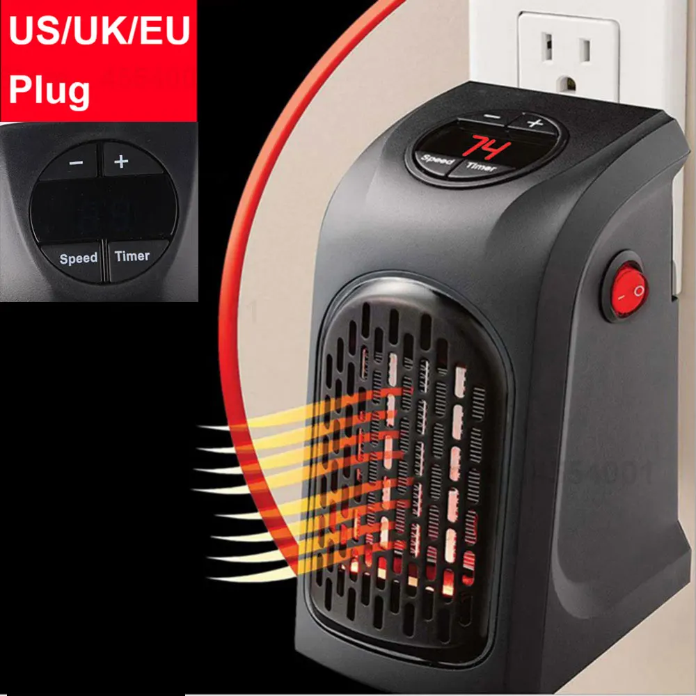 

Mini Fan Heater Desktop Electric Heater Household Wall Heater Stove Radiator Warmer Machine EU/US/UK Plug Plug-in Thermostat