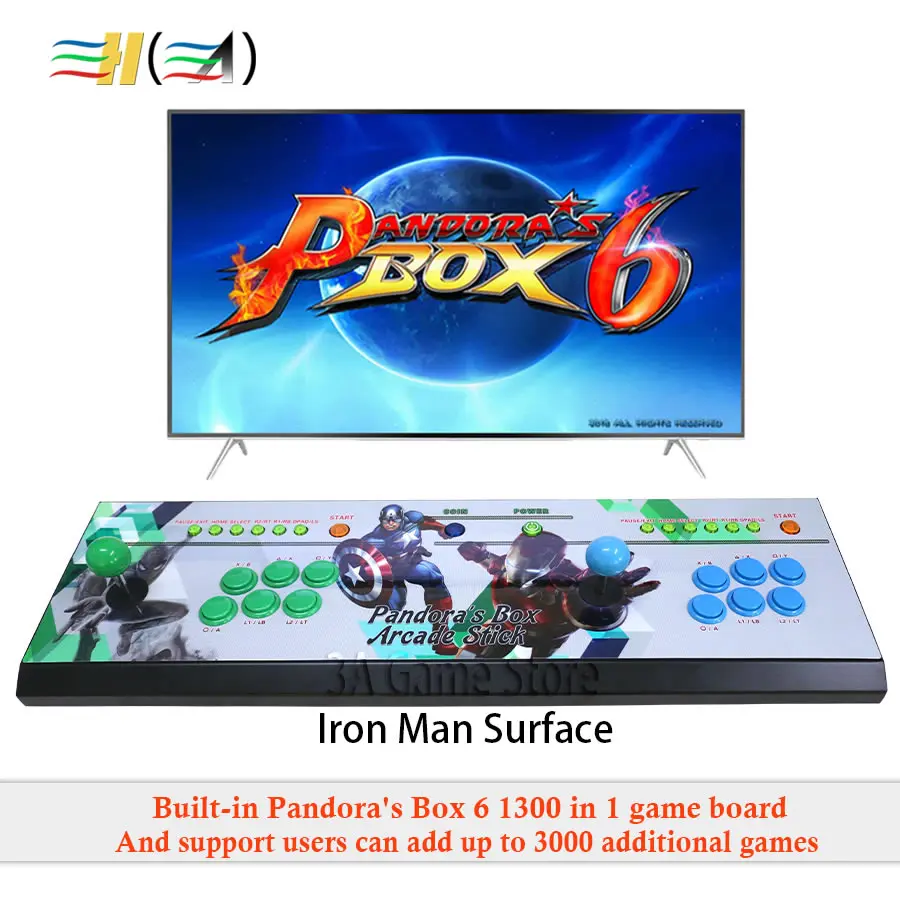 Pandora's box 6 1300 в 1 игры игровой автомат usb Джойстик Аркада пуговицы со светом 2 игроков управление машины pandora box HD