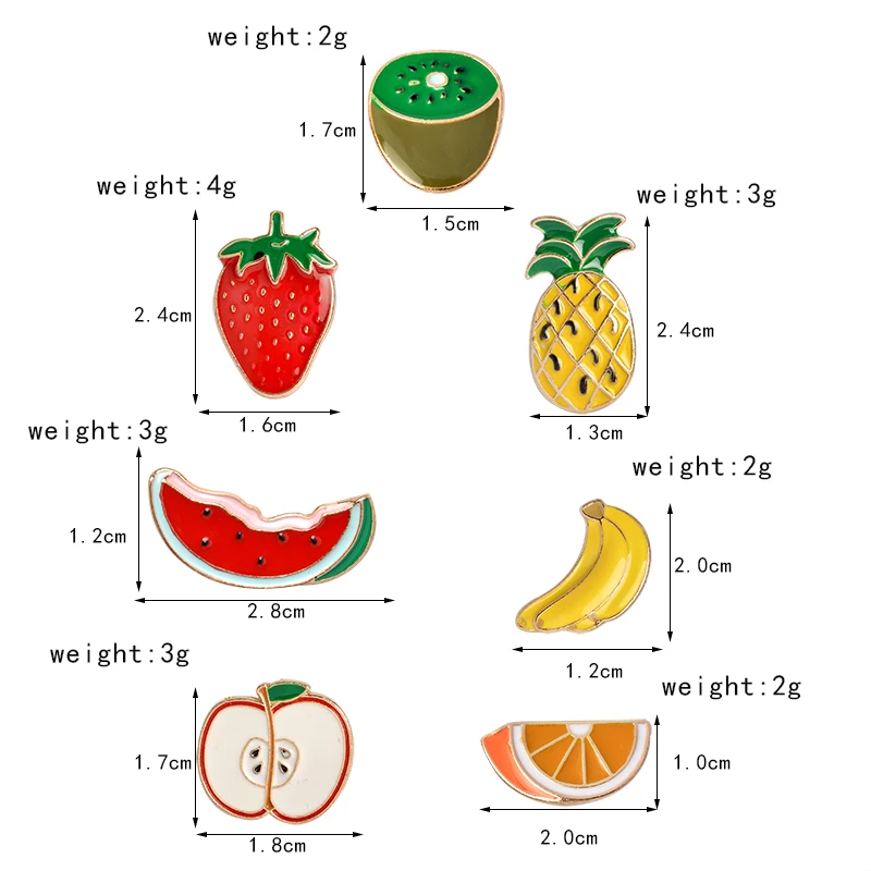 Qihe ювелирные изделия арбуз, киви клубника оранжевый банан яблоко сосна яблоко мультфильм фрукты Модные броши для женщин и детей