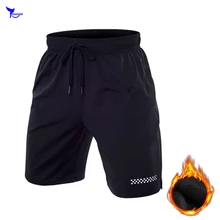 Весенние теплые флисовые шорты для бега с карманом, мужские спортивные штаны для фитнеса, тренировок, короткие штаны, быстросохнущая Спортивная одежда для бега