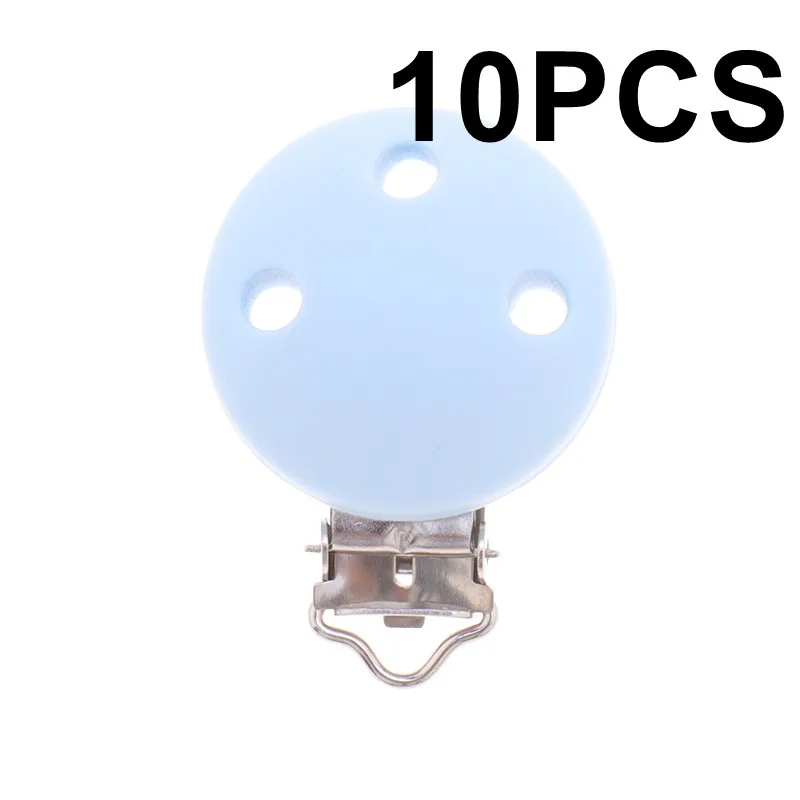 Round Pastel Blue 57 10 шт. круглые силиконовые клипсы для соски BPA бесплатно соска для младенцев застежки Прорезыватель зубов ожерелье держатель соски DIY украшение в виде мыши - Цвет: Round Pastel Blue 57