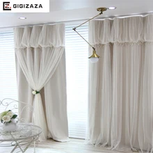 Torino Tassels Lanterns Head Thermal Curtain Ivory Color Cloth Curtain+Voile Sheer Black Out Fabric Bedroom Custom Living Window