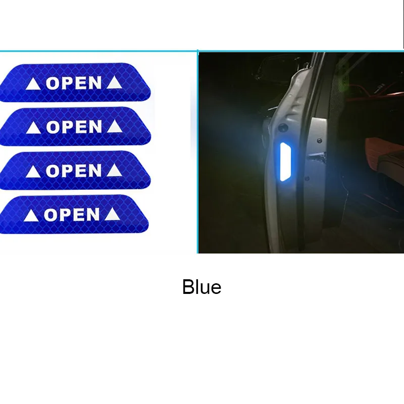 4 шт. универсальные светоотражающие наклейки на дверь Предупреждение ющие наклейки, автоматические защитные наклейки на дверь, открывающиеся части тела - Цвет: Синий