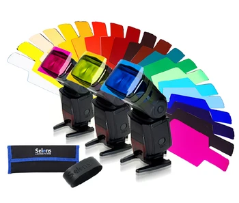 

20pcs Universal Flash Gun Color Gels Filter +Gels-Band+Pouch Color Balance Card Diffuser Kit for Canon Nikon Yongnuo Speedlite