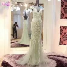 Nach Maß Real Sample Mermaid Kristall Perlen Pailletten Sexy Lange Abendkleid Moslemischer Ballkleider Robe De Soiree