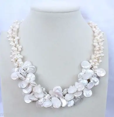 

Hot sale Free Shipping>>>>unique set 3 rows sea white pearl necklace