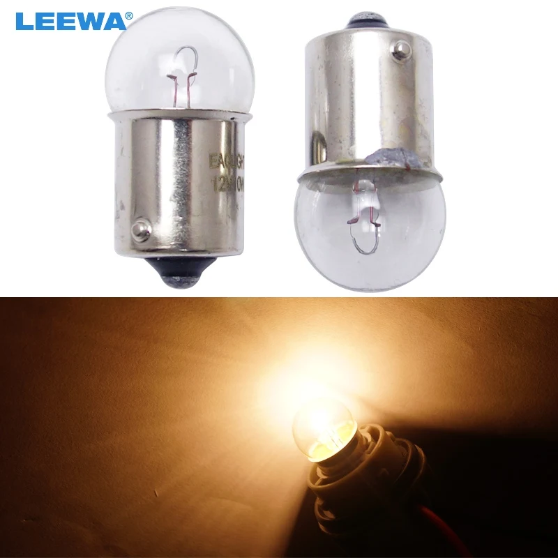 LEEWA 50pcs 1156 BA15S T16 12V 10W Car Clear Glass Lamp Turn Tail Bulb Car Indicator Halogen