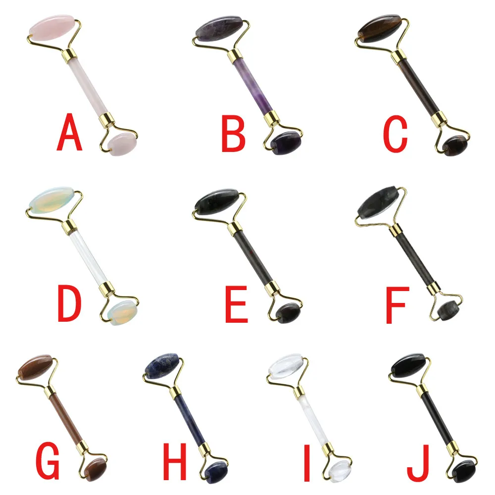 Двойные головки Нефритовый камень для лица натуральный нефрит массажный ролик для лица камень 1 шт. нефрит для массажа лица роллер для похудения лифтинг для лица Oct