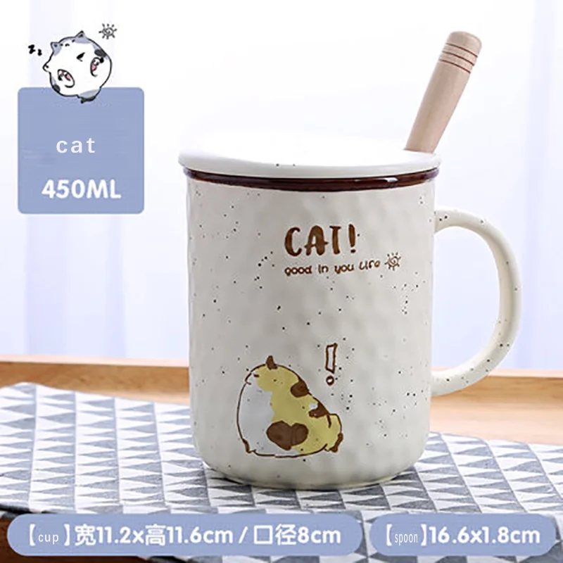 Кружка с рисунком кота, новинка, керамические чашки, креативная керамическая чашка для молока, индивидуальный фарфоровый чайный стакан, 400 мл тумблера для друзей и детей - Цвет: cat 450ml