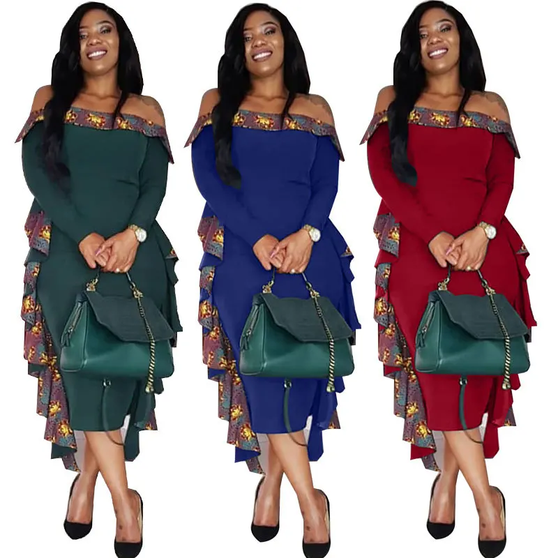 Стиль Африканский Дашики мода классический принт эластичная ткань женская одежда длинное платье Размеры s m l xl HM9904