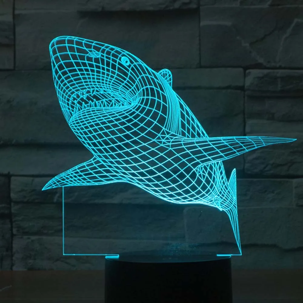 TAMPROAD 3D Vision Shark Night Light Gradient Led Table Lamp Touch Control 7 Colors Changeable Desk Lamps Visual Colorful Lights | Освещение