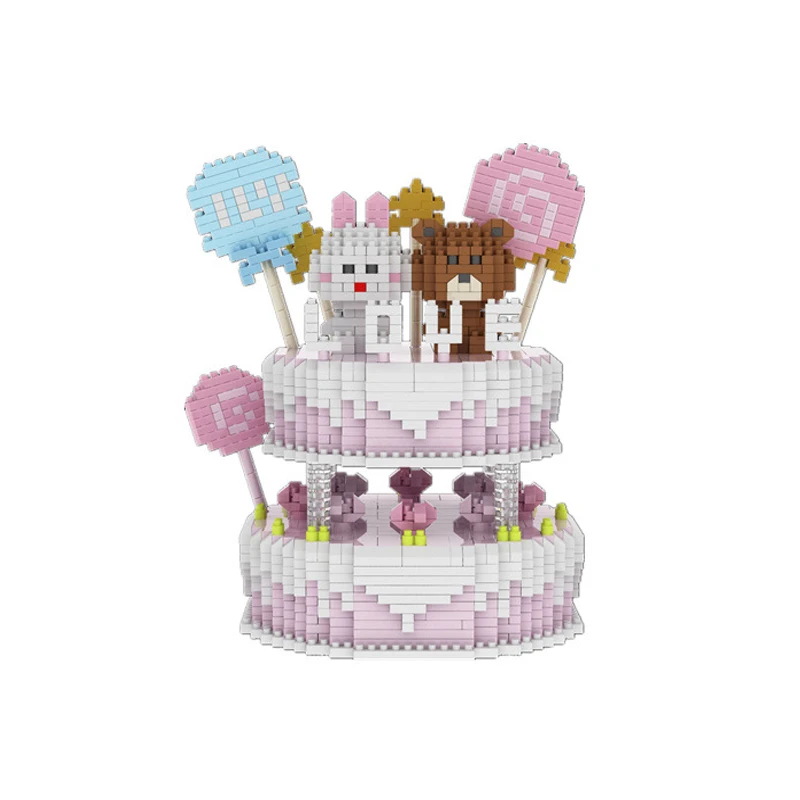 

Cute Birthday Cake Mini Building Blocks 1800pcs Nano Diamond bricks educational toys kids gifts 9901
