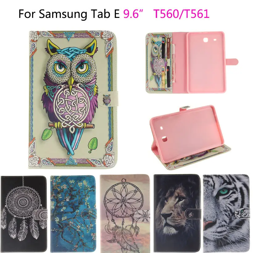 Кожаный чехол книжка с рисунком льва тигра для Samsung Galaxy Tab E 9 6 умный T560 SM T561|tab e 9.6