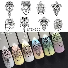 Полный Красота 1 шт. ногтей Стикеры Красота черный Цепочки и ожерелья Jewelry переноса воды слайдер для Маникюр Nail Art Украшение CHSTZ500