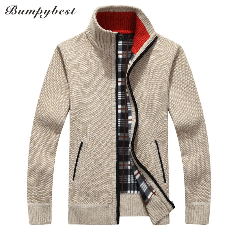 

Bumpybeast 2018 New Autumn Winter Warm Cashmere Wool Zipper Men's Sweaters Man Casual Knitwear fashion tops Plus Size 5XL 1383