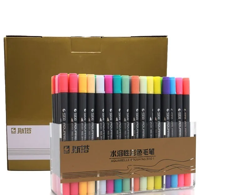 STA 80 цветов двойная головка растворимый цветной эскиз маркер кисть Набор для рисования дизайн краски искусство маркер поставки дропшиппинг