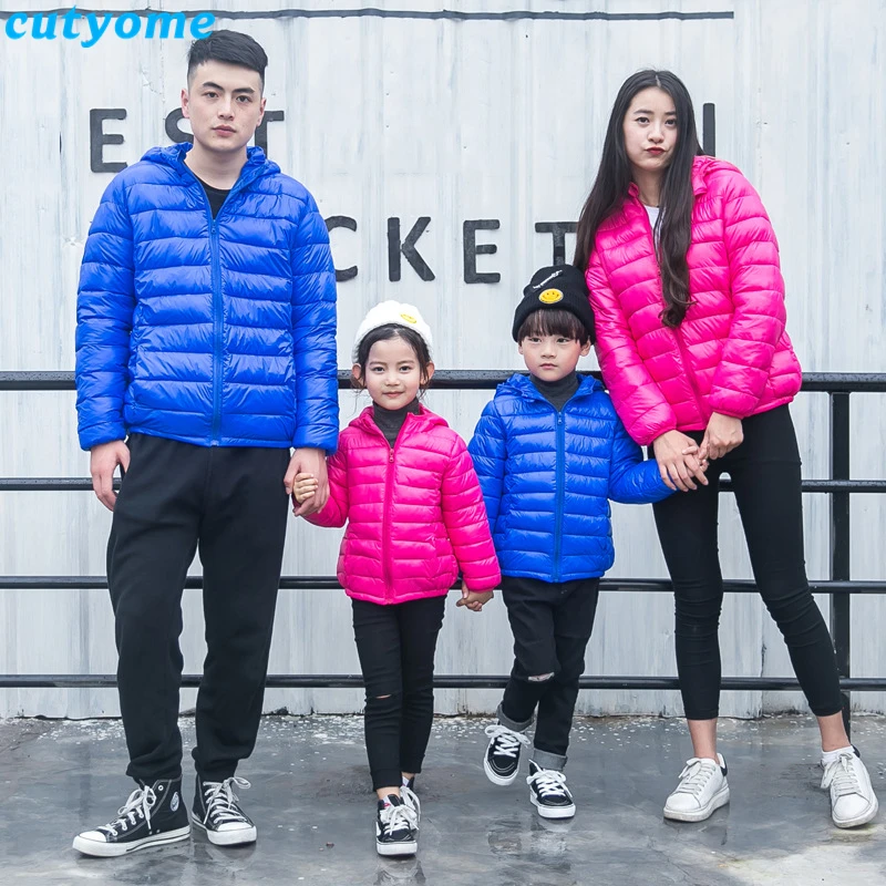 

Family Matching Jackets Autumn Winter Mommy and Me Clothes Cotton Padded Solid Father Son Mother Daughter Hoodies Jacket Outfits