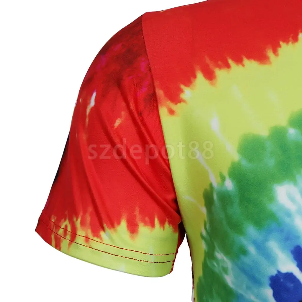 Тропический стиль Tie Dye Graphic футболка с короткими рукавами Повседневные Топы Рубашки в стиле хиппи для молодежи и мужчин