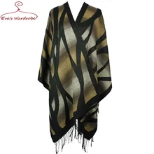 Women Blends Shawl Colourful font b Tartan b font Cashmere Cape For Female Blanket Scarf With