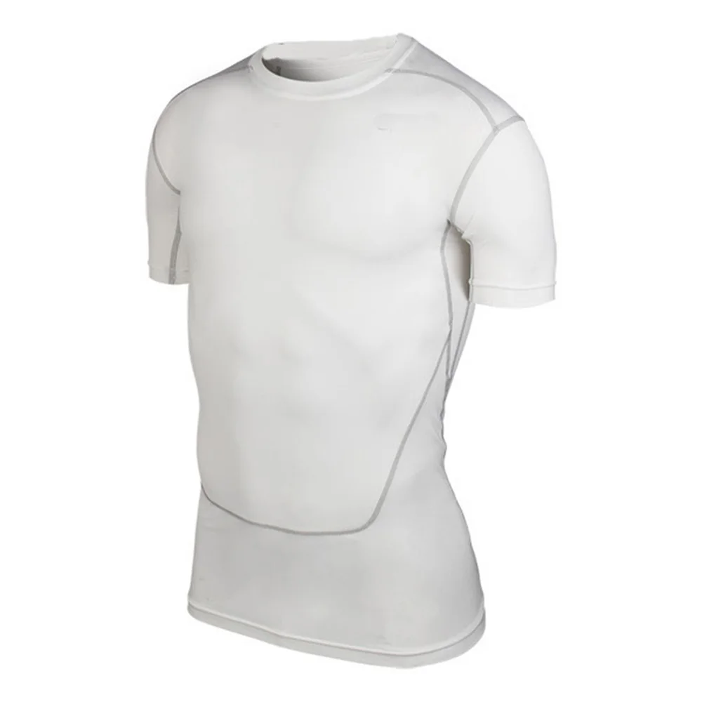 Мужской компрессионный базовый слой футболки спортивные топы Спортивная Коллекция - Цвет: Белый