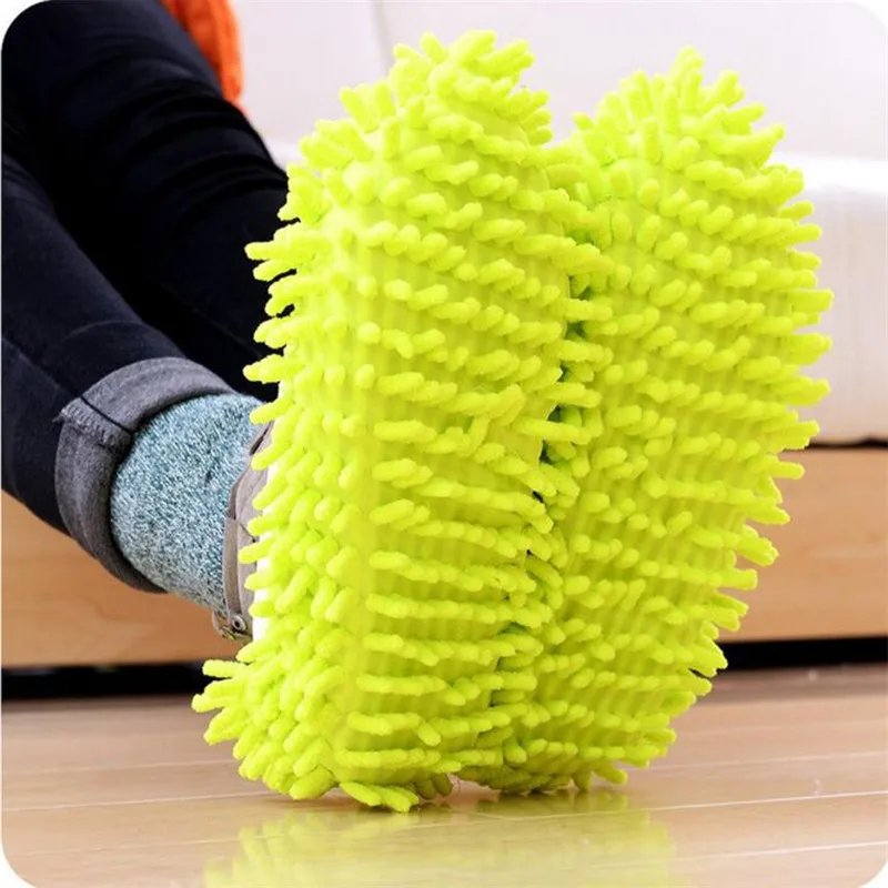 1 Pair Mop Slipper Floor Polishing Cover Cleaner lazy Dusting Cleaning Foot Shoes wearing mop household cleaner random color