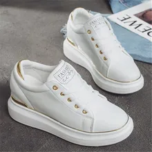 Hidden Heels Women Platform Wedge Sneakers Ladies Leather Golden Silver White Shoes Female Krasovki Tenis Feminino Casual цена Hidden Heels Women Platform Wedge Sneakers Ladies Leather Golden Silver White Shoes Female Krasovki Tenis Feminino Casual цены онлайн