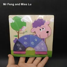 Милая мультяшная овечка деревянные головоломки животные интеллект Дети Развивающие игрушки для малышей в подарок головоломка для детей