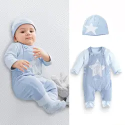 2018 Осенняя мода Одежда для новорожденных малышей Комплект хлопковые топы с длинными рукавами + брюки + шляпа 3 шт. комплект одежды для
