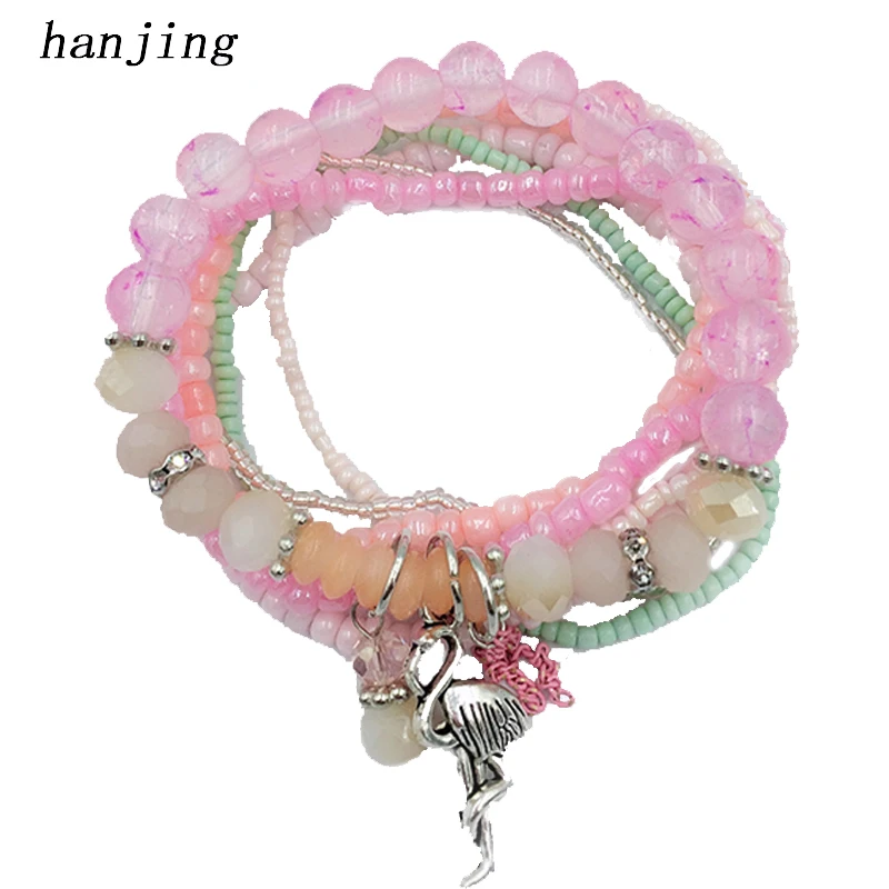Hanjing 7 шт./компл. Новый Регулируемый Открытый раздельный многослойный браслет с