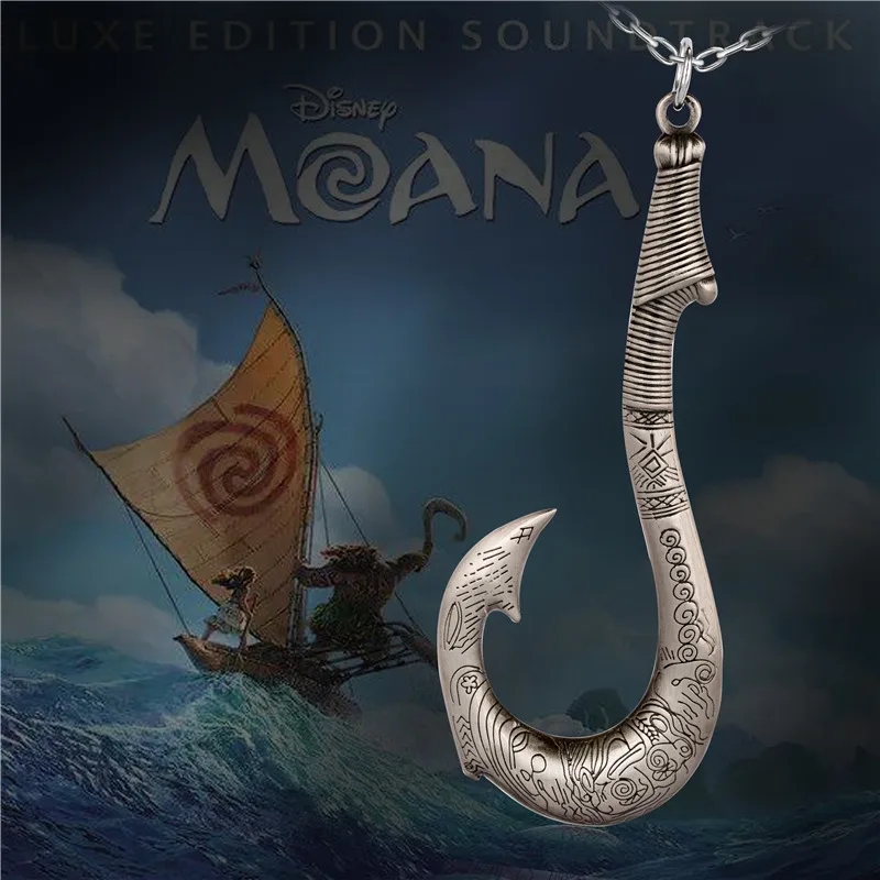 Moana Tuna Hook Pendant Necklace Hei Matan Fish Hook Anime,Movie