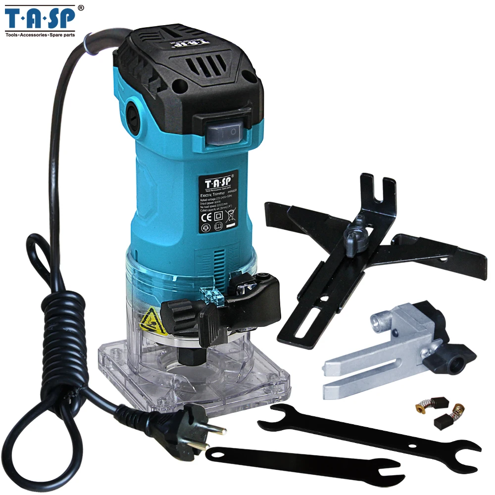 TASP 600 W eléctrico Borde de laminado Trimmer de la madera Mini Router 6,35mm Collet máquina de tallado de carpintería de madera herramientas - 1
