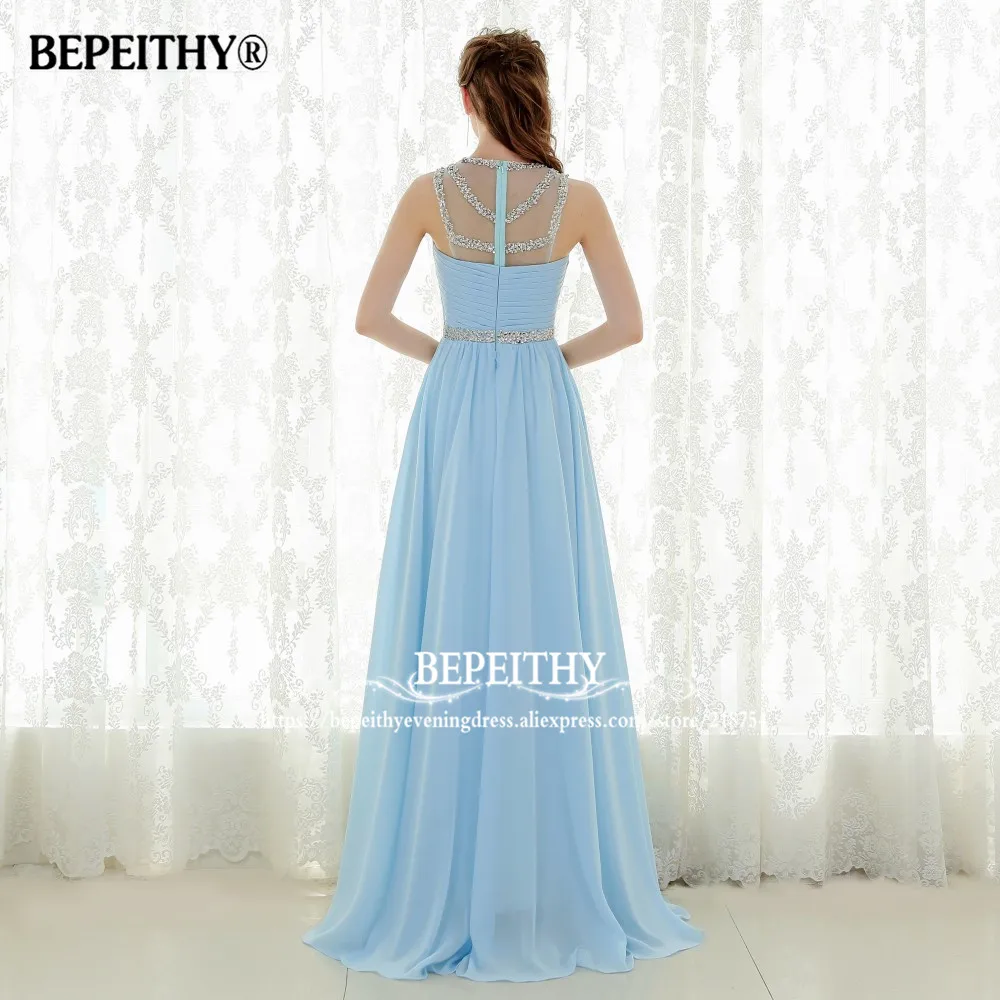 Robe De Soiree синее шифоновое сексуальное прозрачное винтажное длинное платье для выпускного вечера вечерние платья Vestido Longo бисерные вечерние платья