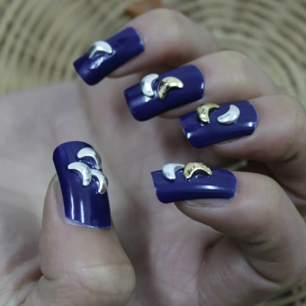1 Pack Silver and Gold 4*6mm Alloy Moon Shape 3D Nail Art Metal Nails Decoration NA0211 | Красота и здоровье