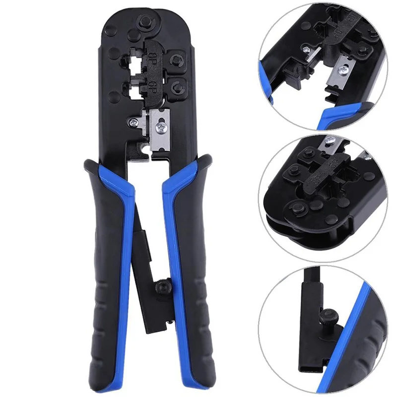 

Hot Selling Telecom Crimping Pliers Tool Network Cable Ratchet Crimping Pliers For 4P 6P 8P RJ-11/RJ-12 RJ-45
