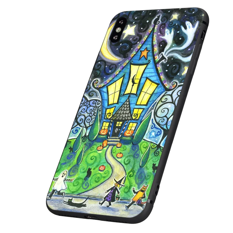 Черный ТПУ чехол для iphone 5 5s se 6 6s 7 8 plus x 10 силиконовый XR XS 11 pro MAX Тыква Хэллоуин
