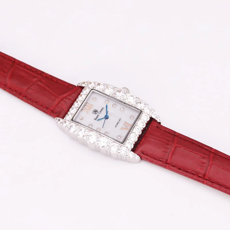 Королевская корона Роскошные ювелирные изделия женские часы Мода часов платье красочный браслет Кристалл Стразы подарок на день рождения - Цвет: Красный
