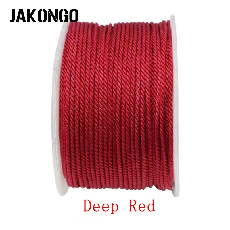 JAKONGO 1,5 мм шелковистый Плетеный Миланский шнур нить для изготовления ювелирных изделий веревка для DIY браслета ожерелье ручной работы 50 ярдов 16 цветов - Цвет: deep red